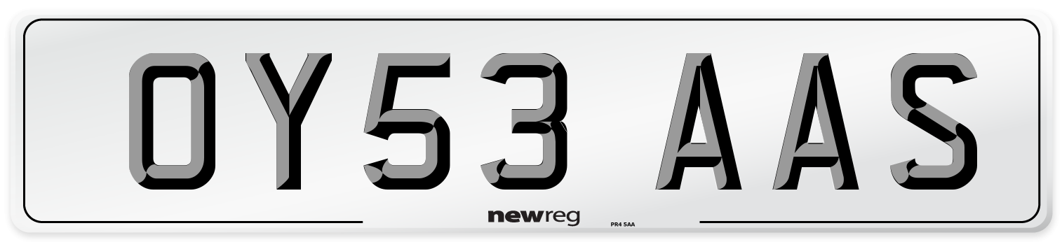 OY53 AAS Number Plate from New Reg